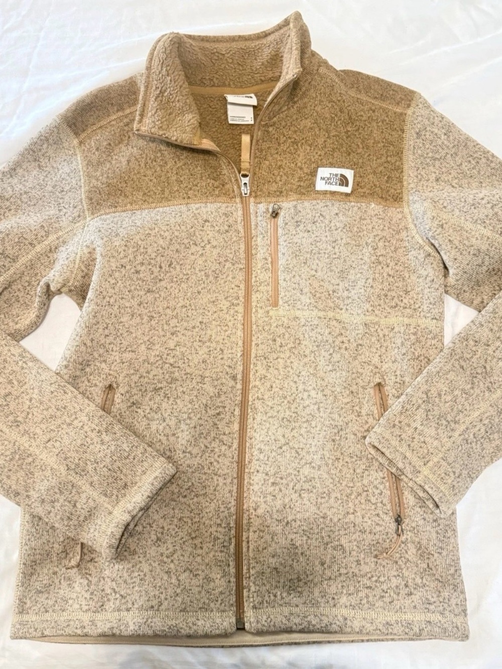 The North Face Cream and Tan Fleece Zip Jacket